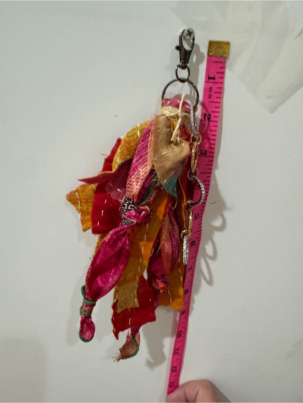 Boho Tassel Keychain Charm in Hot Pink, Red & Mustard